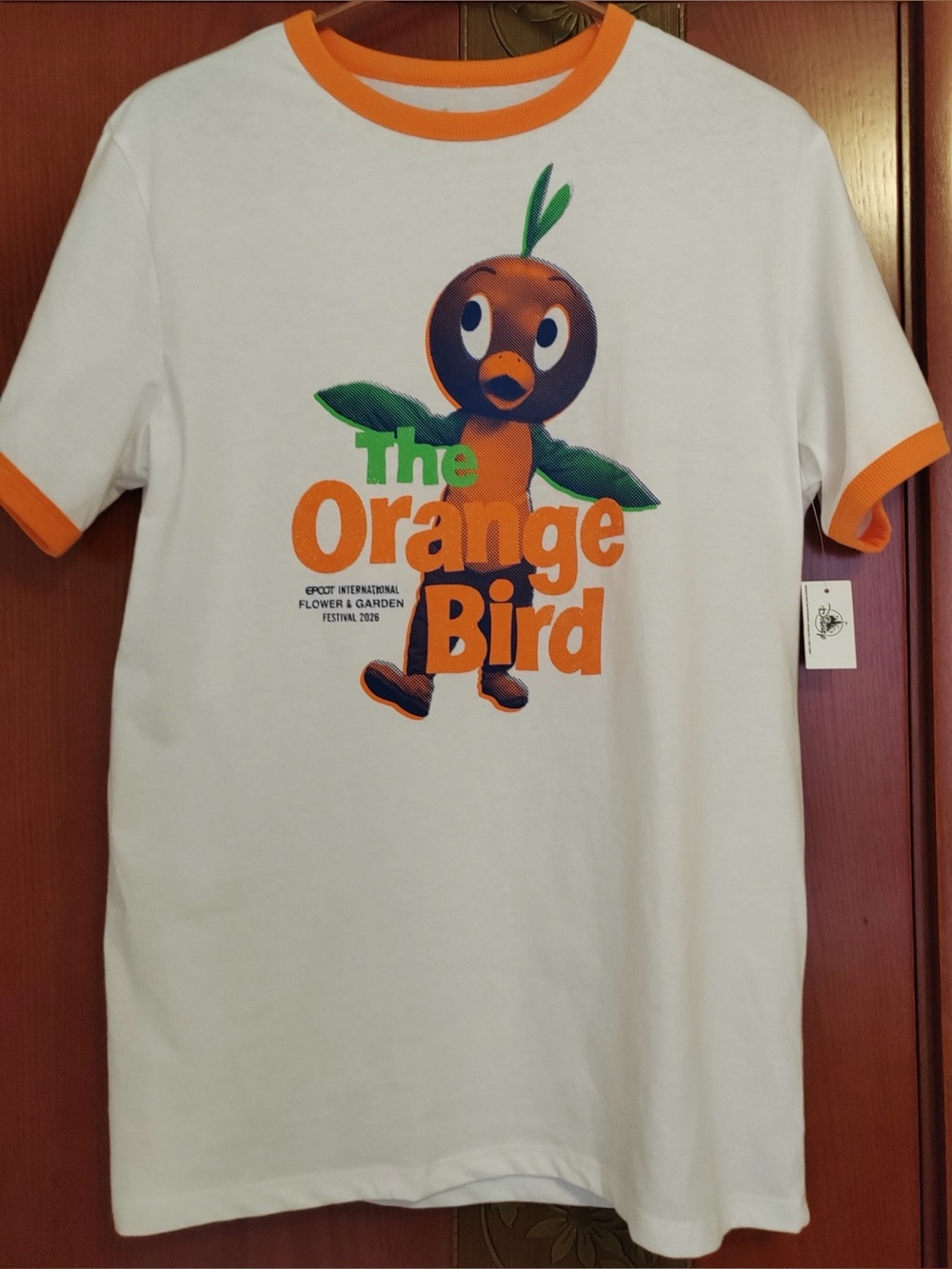Disney Parks 2026 EPCOT Flower Garden Festival Orange Bird Ringer Shirt Retro - Picture 2 of 4